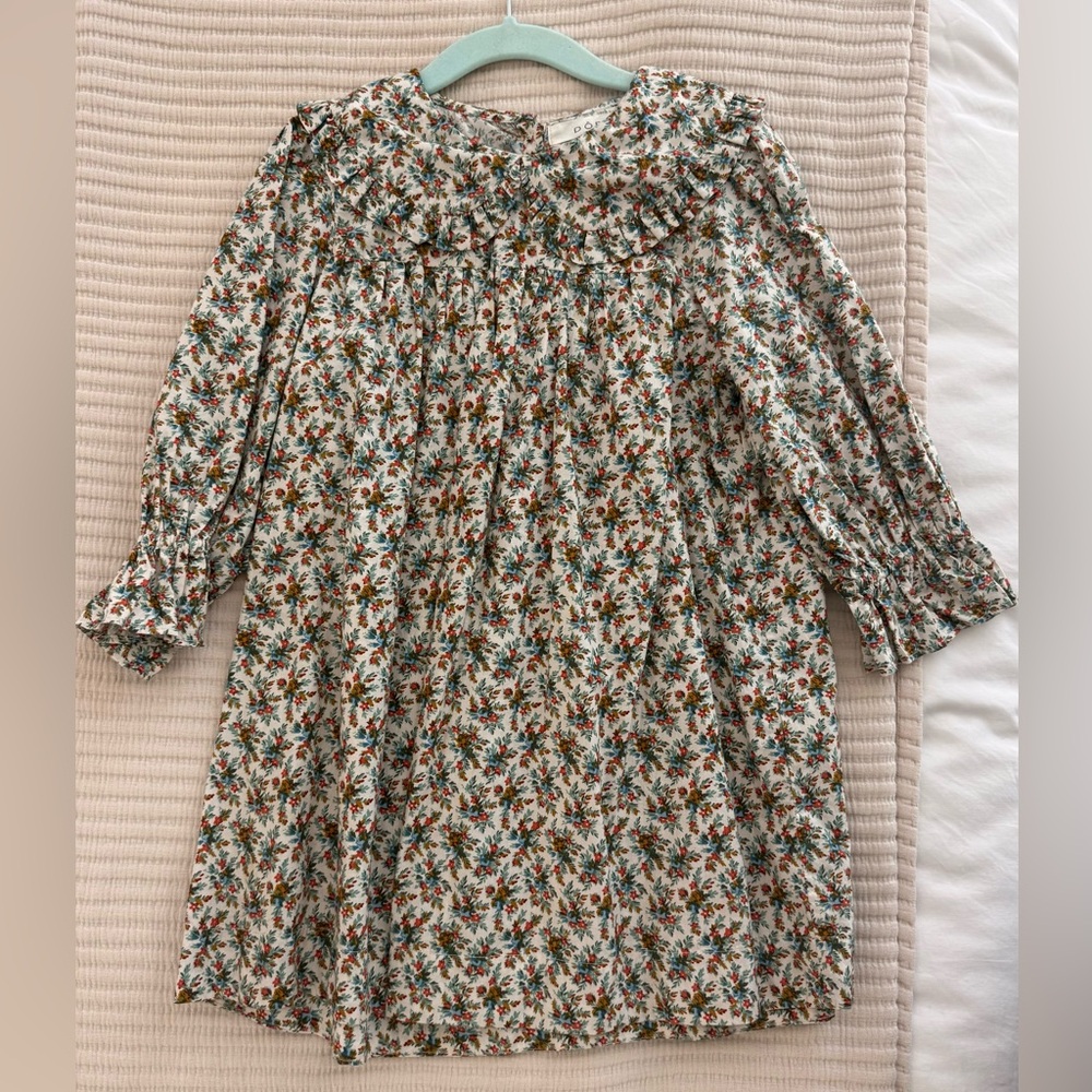 Doen Floral Kids Dress - Green and Brown